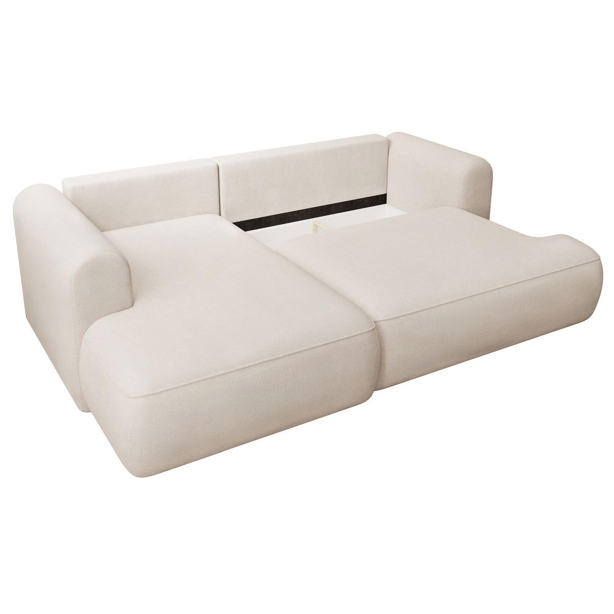 ECKSCHLAFSOFA Ovo Mini Creme Easy-Clean-Chenille-Bezug - Creme/Schwarz, Kunststoff/Textil (238/156cm) - Selsey
