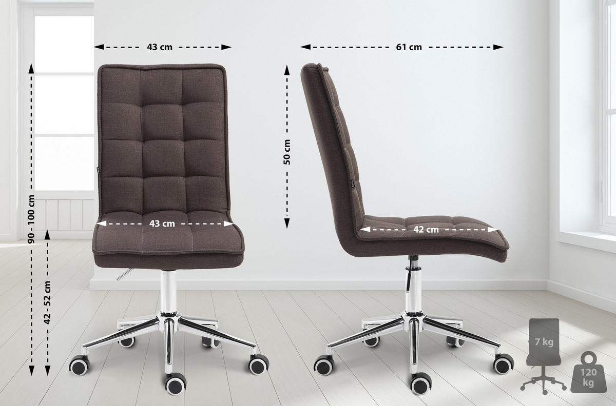 DREHSTUHL Stoff dunkelgrau - Chromfarben/Dunkelgrau, Textil/Metall (43/90/61cm) - CLP