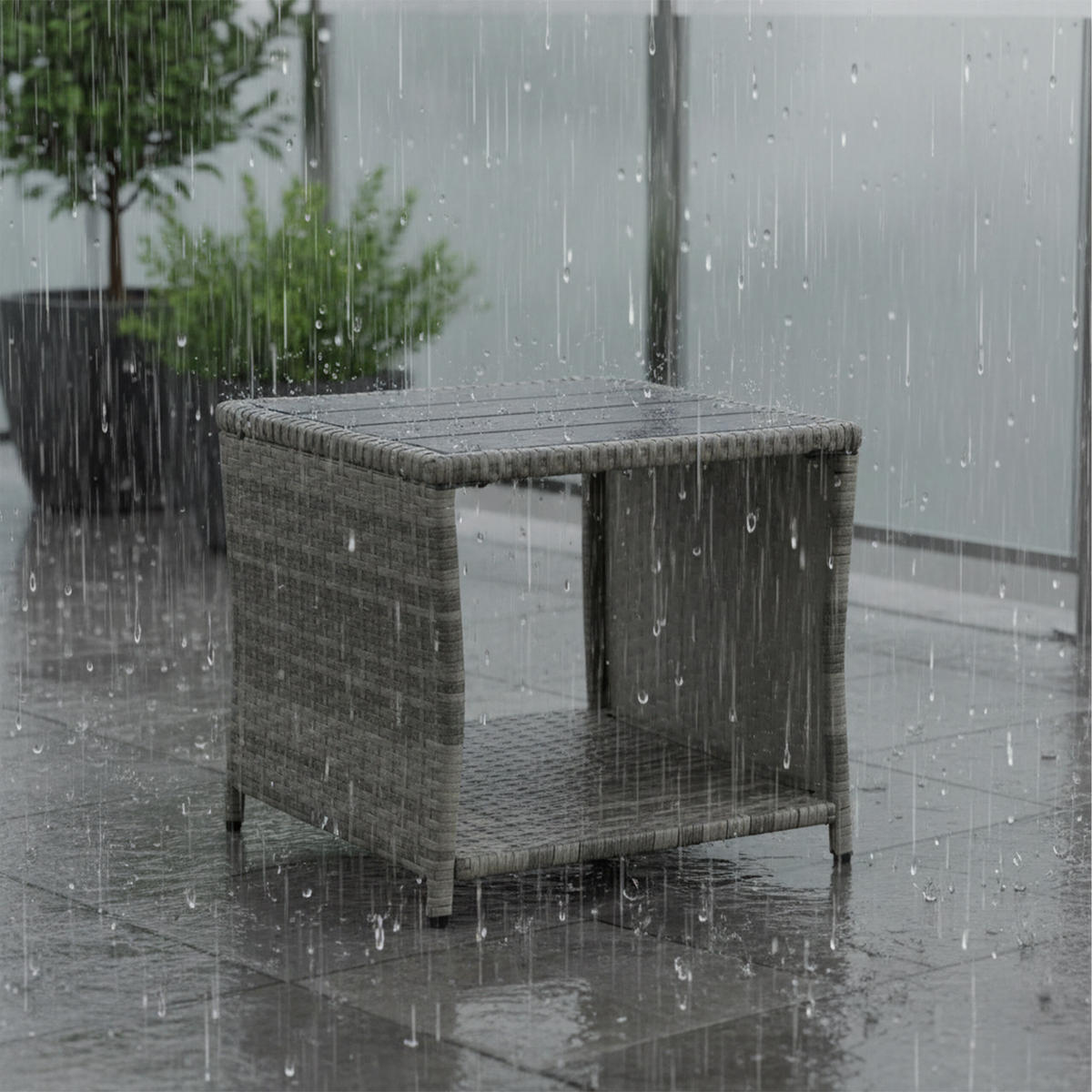 BALKONOVÝ stůl - šedá, kov/plast (45/45/40cm) - Relaxdays