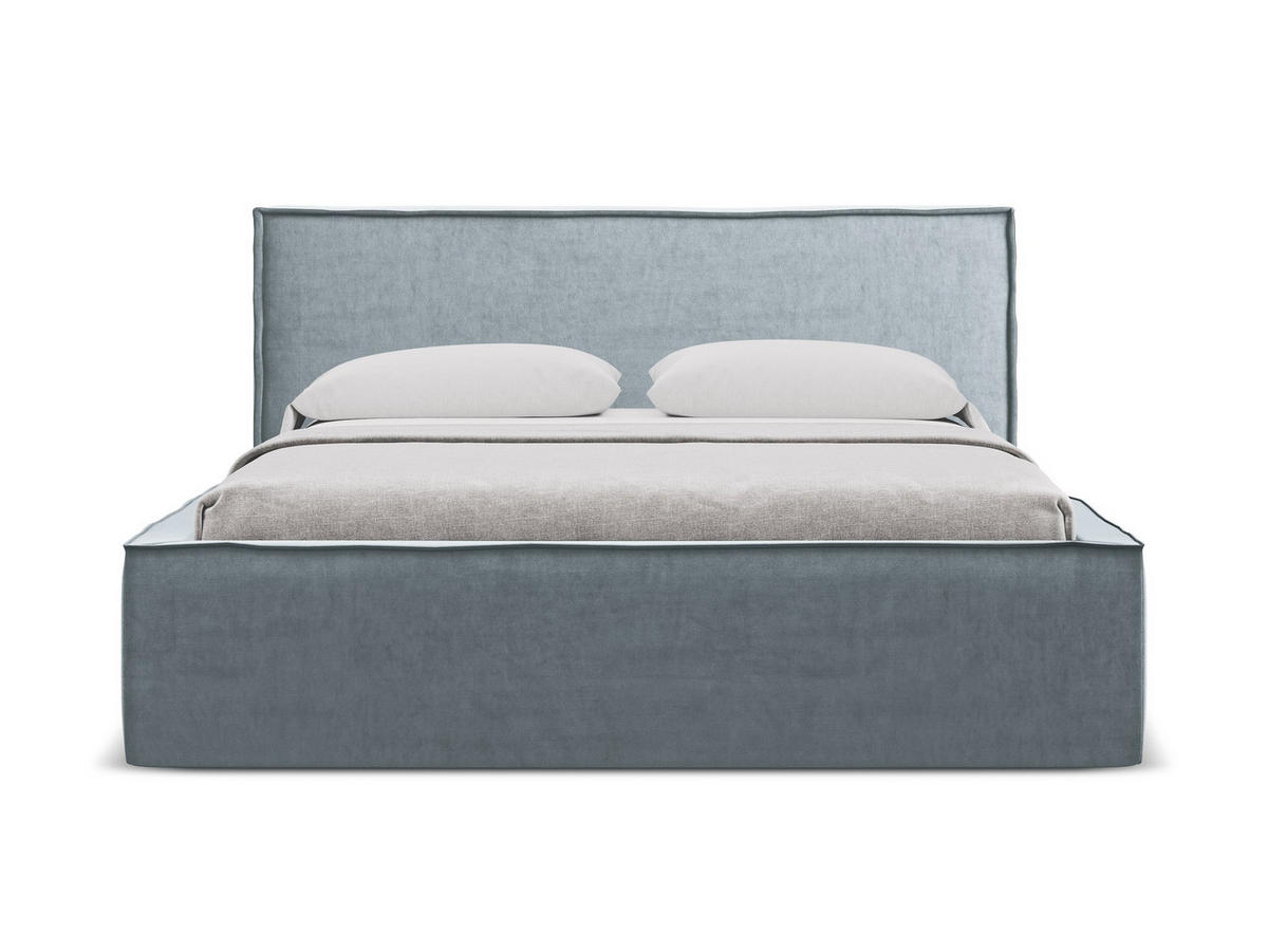 POLSTERBETT mit Bettkasten und Lattenrost 200x228 Blau - Blau/Schwarz, Kunststoff/Textil (180/200cm) - Makamii