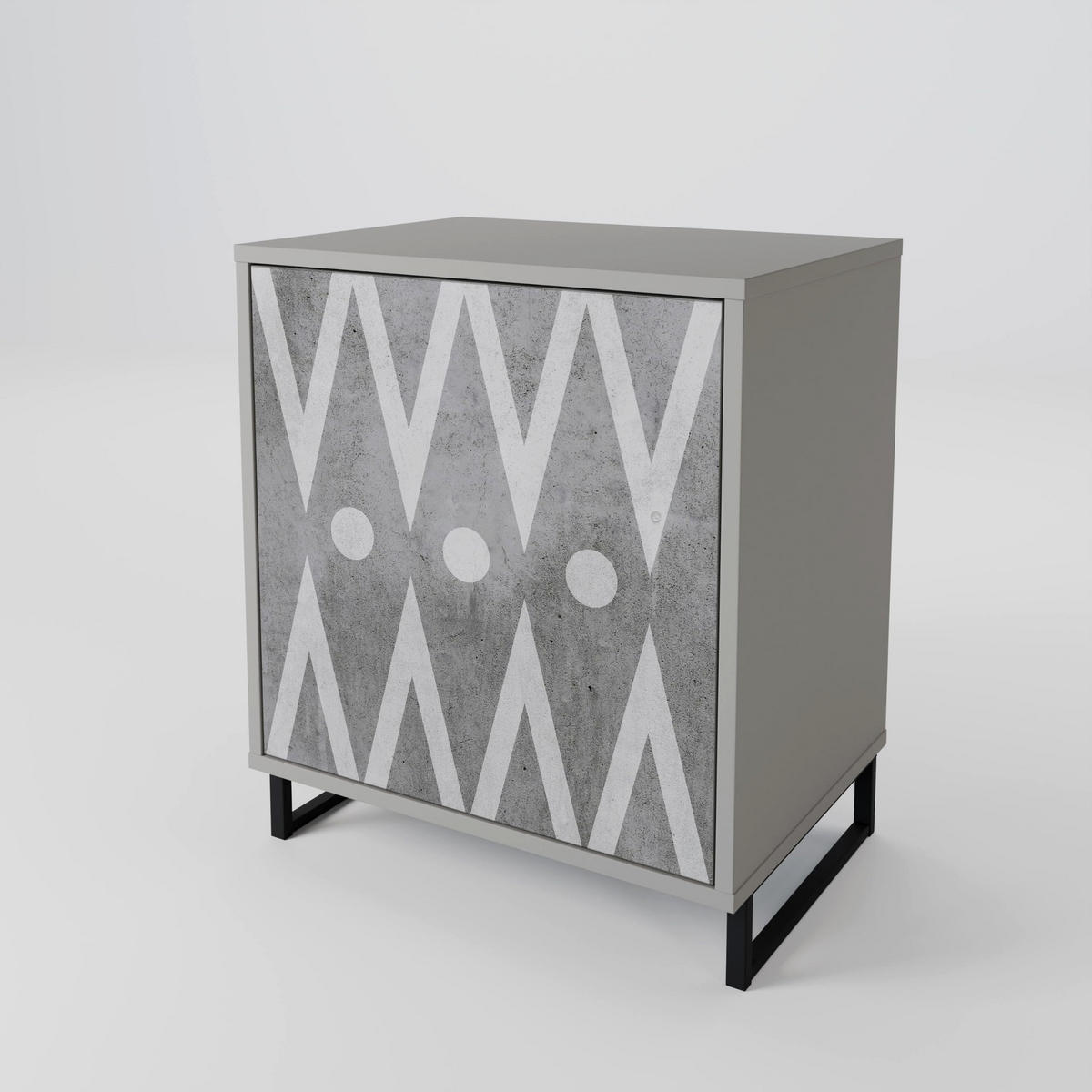 SIDEBOARD SHARP EDGES, Grau, 57,5x42x77,5 cm, Schräge Buchenholzfüße - Buchefarben/Multicolor, Holzwerkstoff/Buchenholz (57.5/77.5/42cm) - SpaceRebels