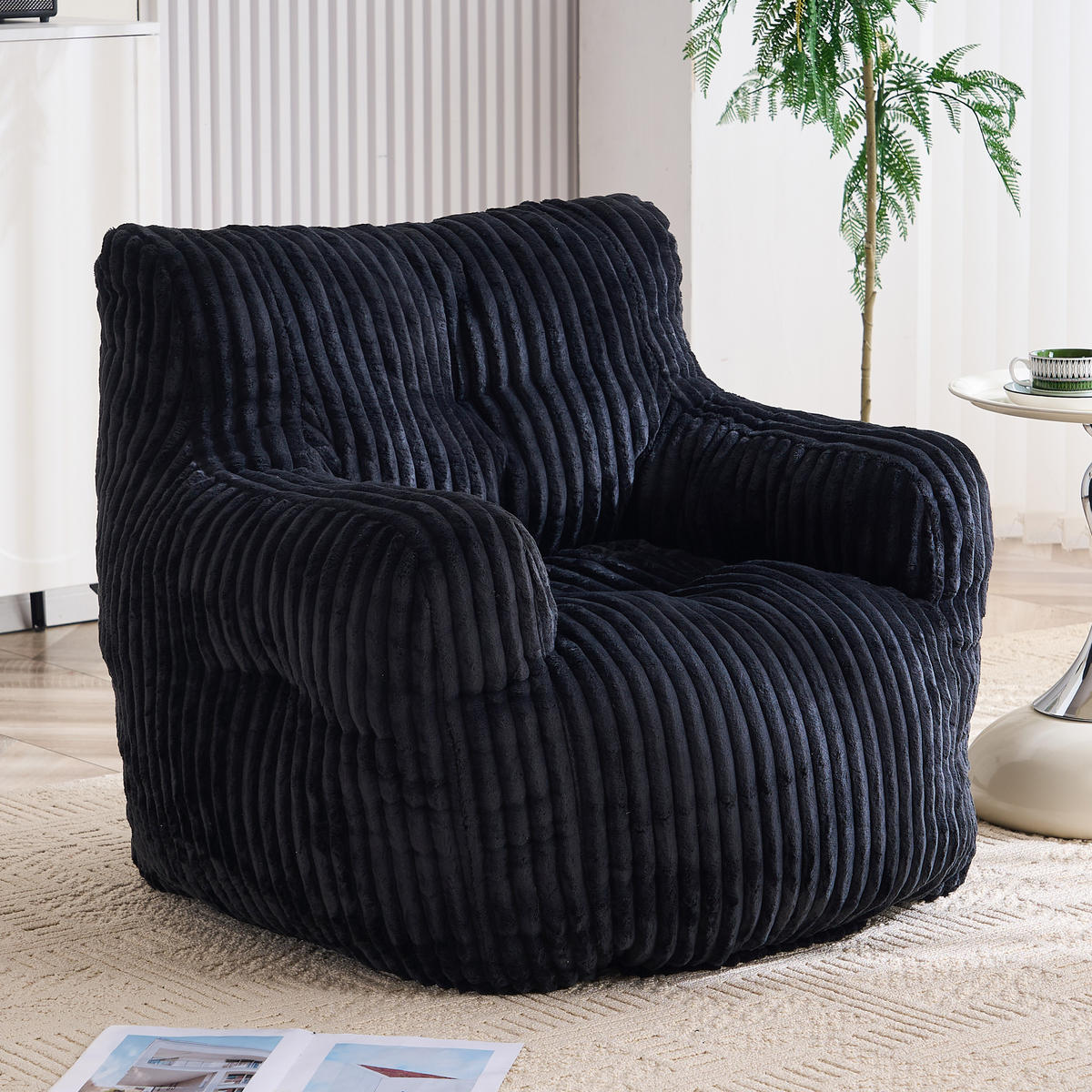 SITZSACK Cord Schwarz - Schwarz, Textil (100/70/94cm) - WISHDOR