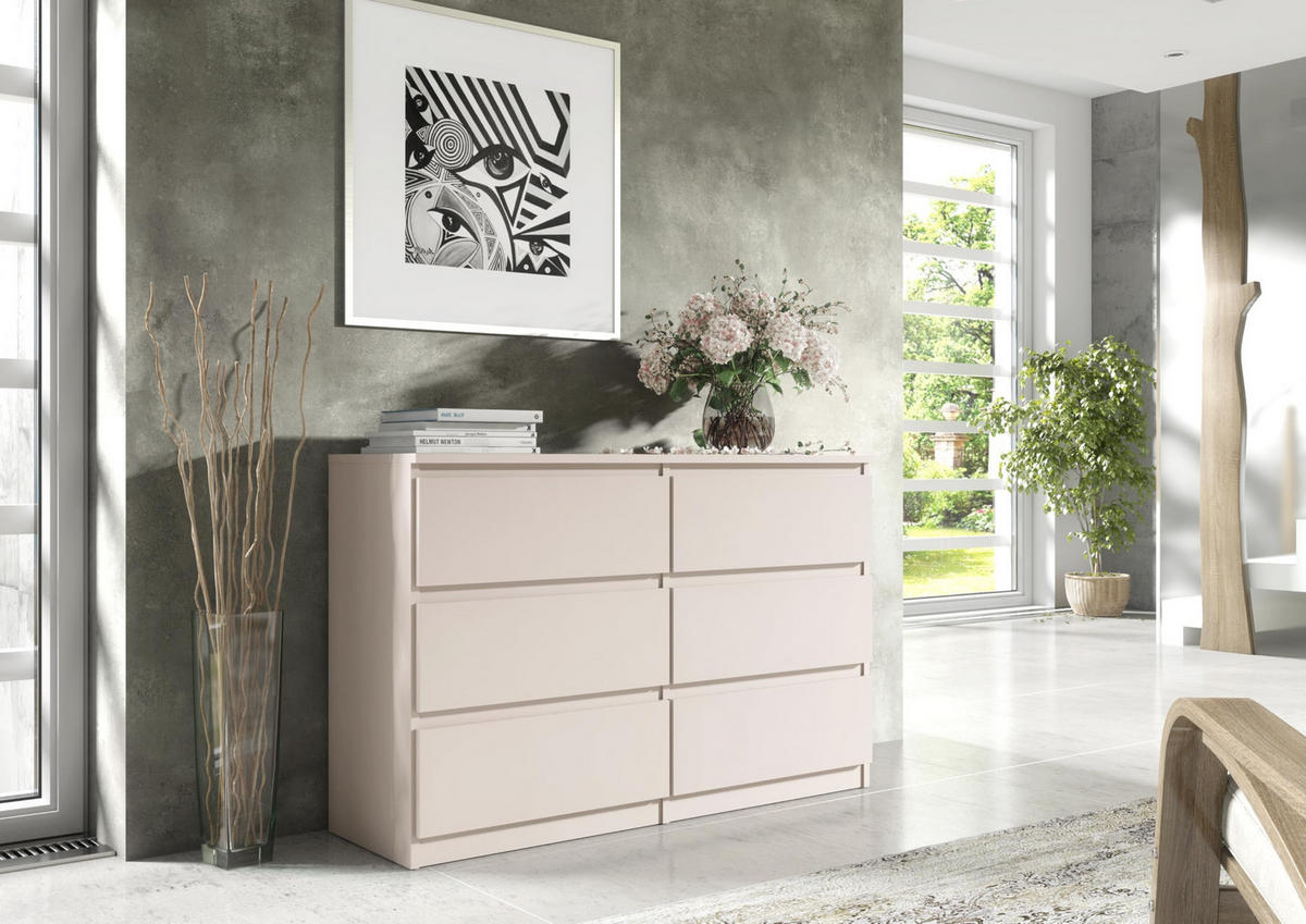 KOMMODE mit 6 Schubladen Kaschmir 100x39x78 cm - Kaschmir, Holzwerkstoff (100/78.5/39cm) - MebLocker