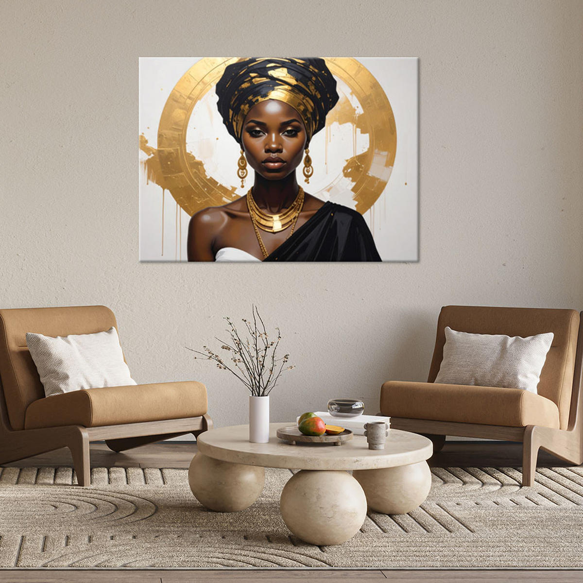 LEINWANDBILD Menschen & Charaktere 100x70cm - Goldfarben, Textil (100/70cm) - Feeby