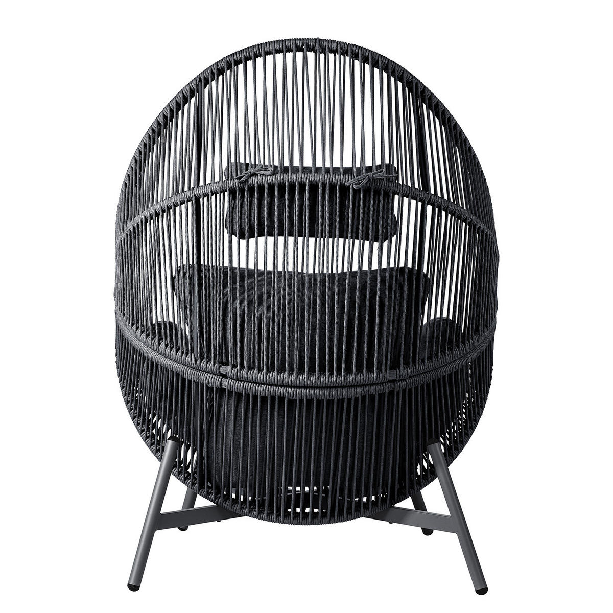 GARTENSESSEL - Eisen / Polyester - Schwarz, Textil/Metall (100/140/100cm) - home24