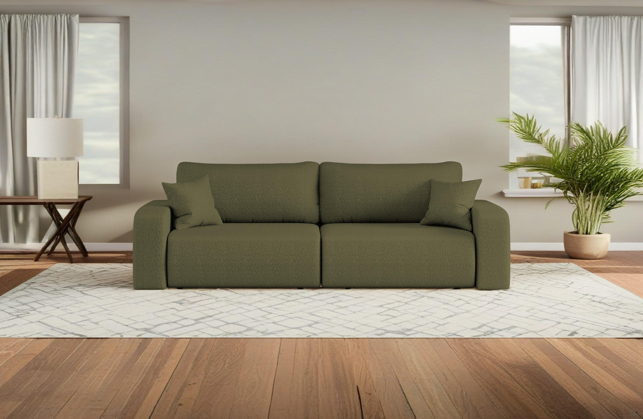 SCHLAFSOFA MILANO und Bettkasten Stoff Quelle Olive - Olivgrün, Holz (246/83/98cm) - Kaiser Möbel