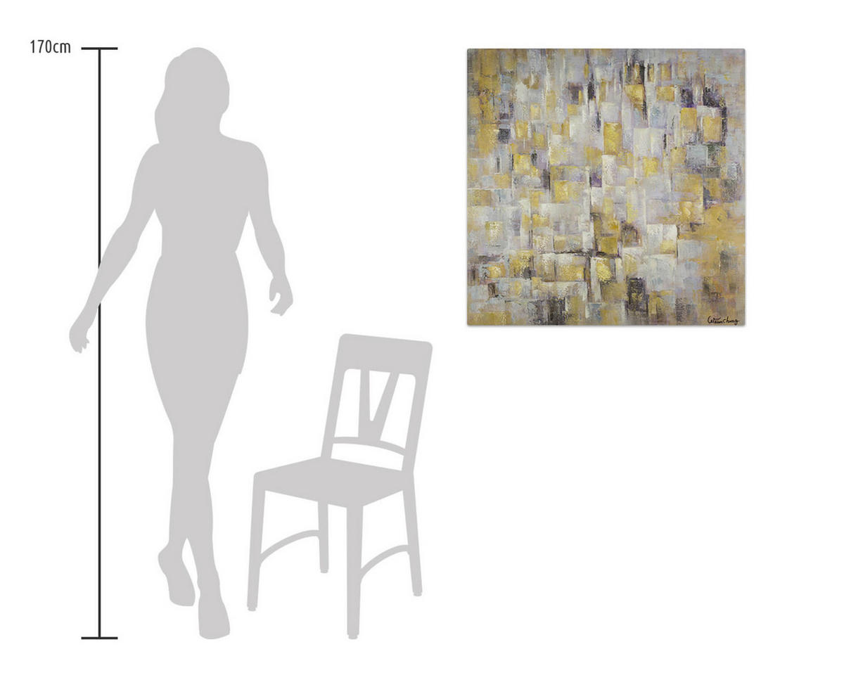 OLEJOMAĽBA 80/80 cm, Príroda a krajina - žltá, drevo/textil (80/80cm) - KUNSTLOFT