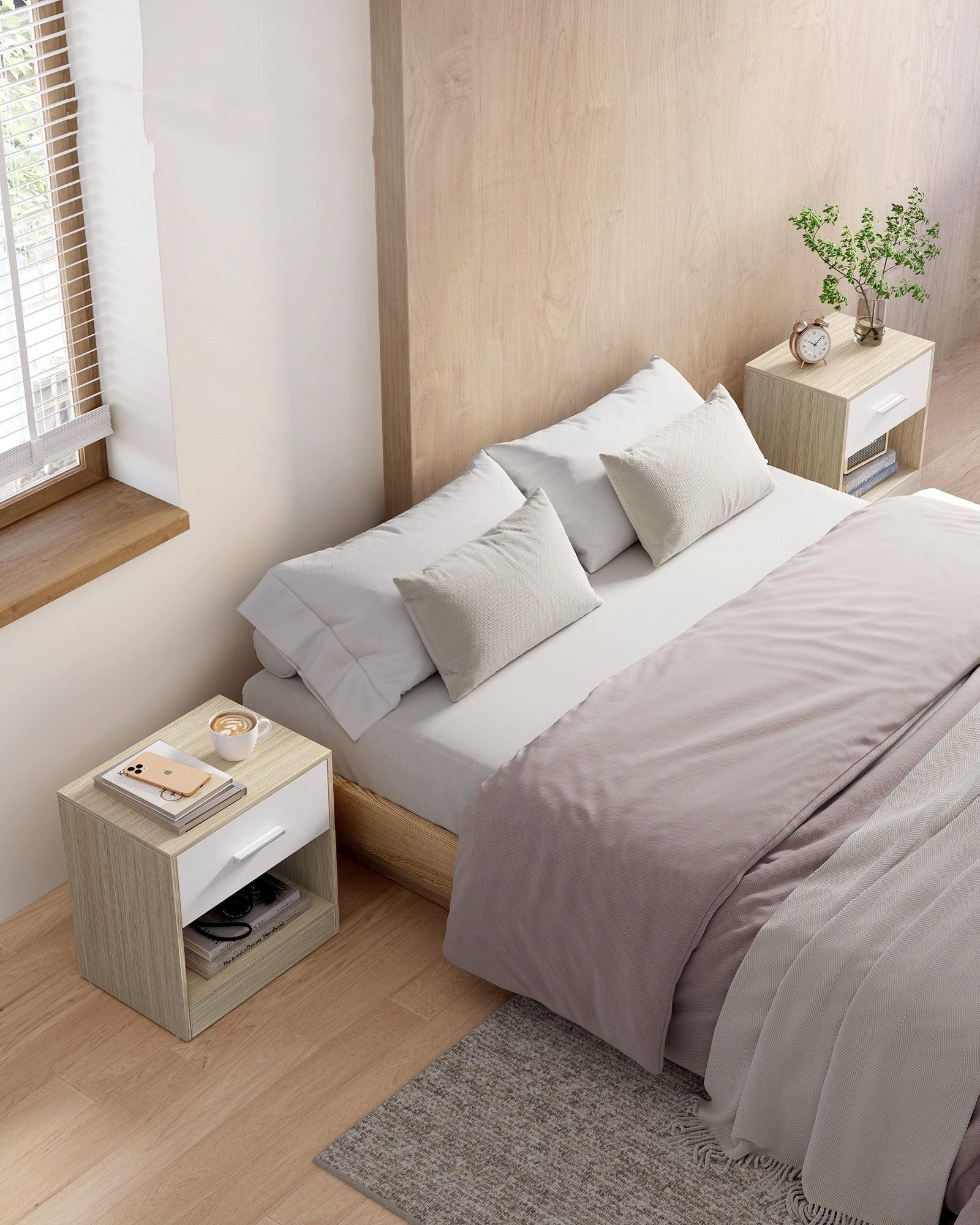 NACHTTISCH PANAMA CITY 2ER-SET - Eukalyptusholzfarben, Holzwerkstoff (39/41/28cm) - Hansiro
