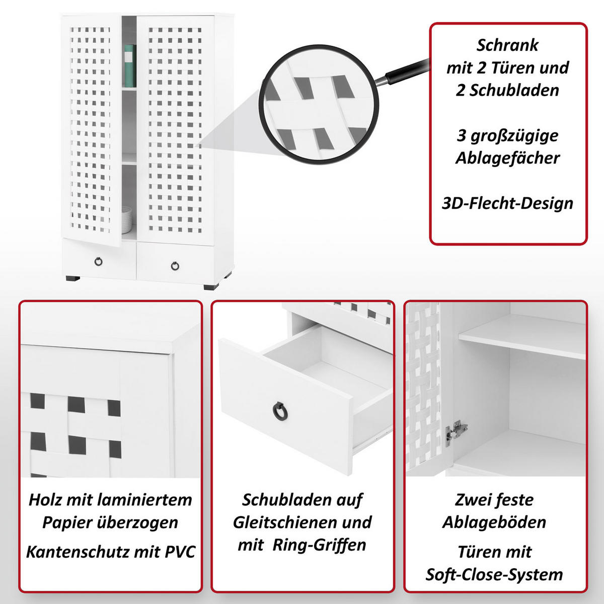 SCHRANK Weiß - Weiß, Holzwerkstoff (80/138/36cm) - MCW
