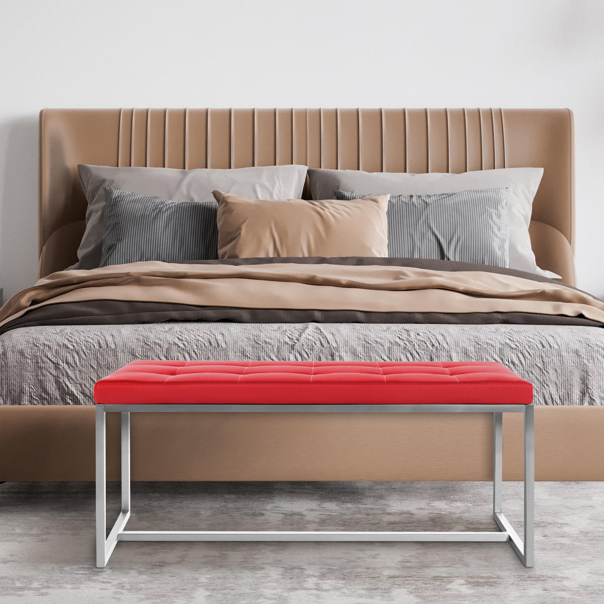 SITZBANK Puebla Kunstleder Rot - Rot, Leder (100/48/40cm) - DELUKE