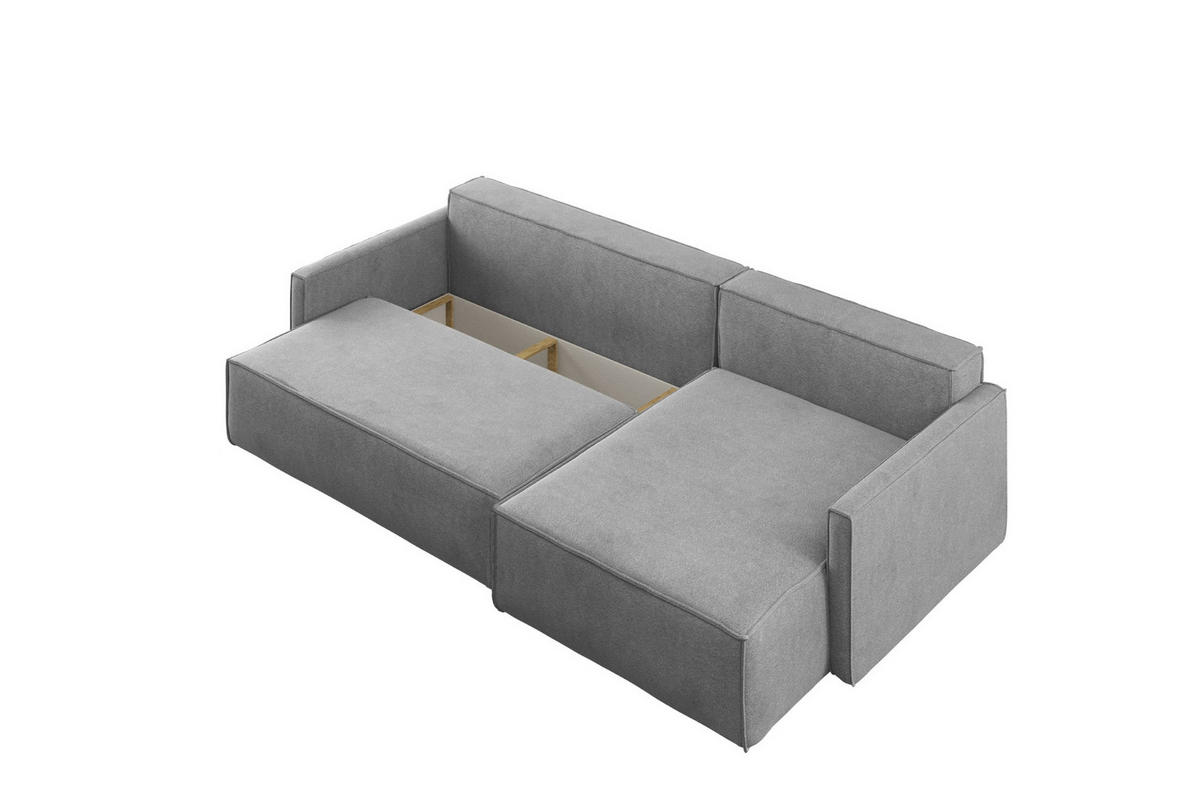 SCHLAFSOFA Carlos L-Form, Ecksofa Mit Bettkasten Und Schlaffunktion Stoff Salvador Rechts Grau - Grau, Holz/Textil (250/83/142cm) - Kaiser Möbel