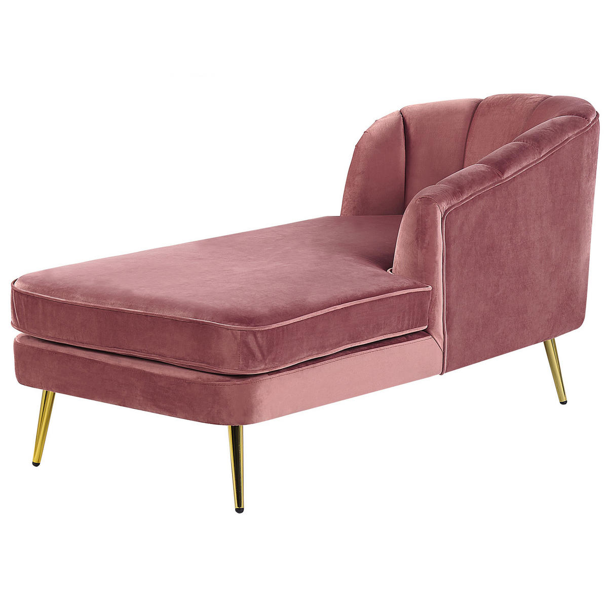 CHAISELONGUE Samtstoff rosa linksseitig Allier - Pink/Goldfarben, Textil (150/75/76cm) - Beliani