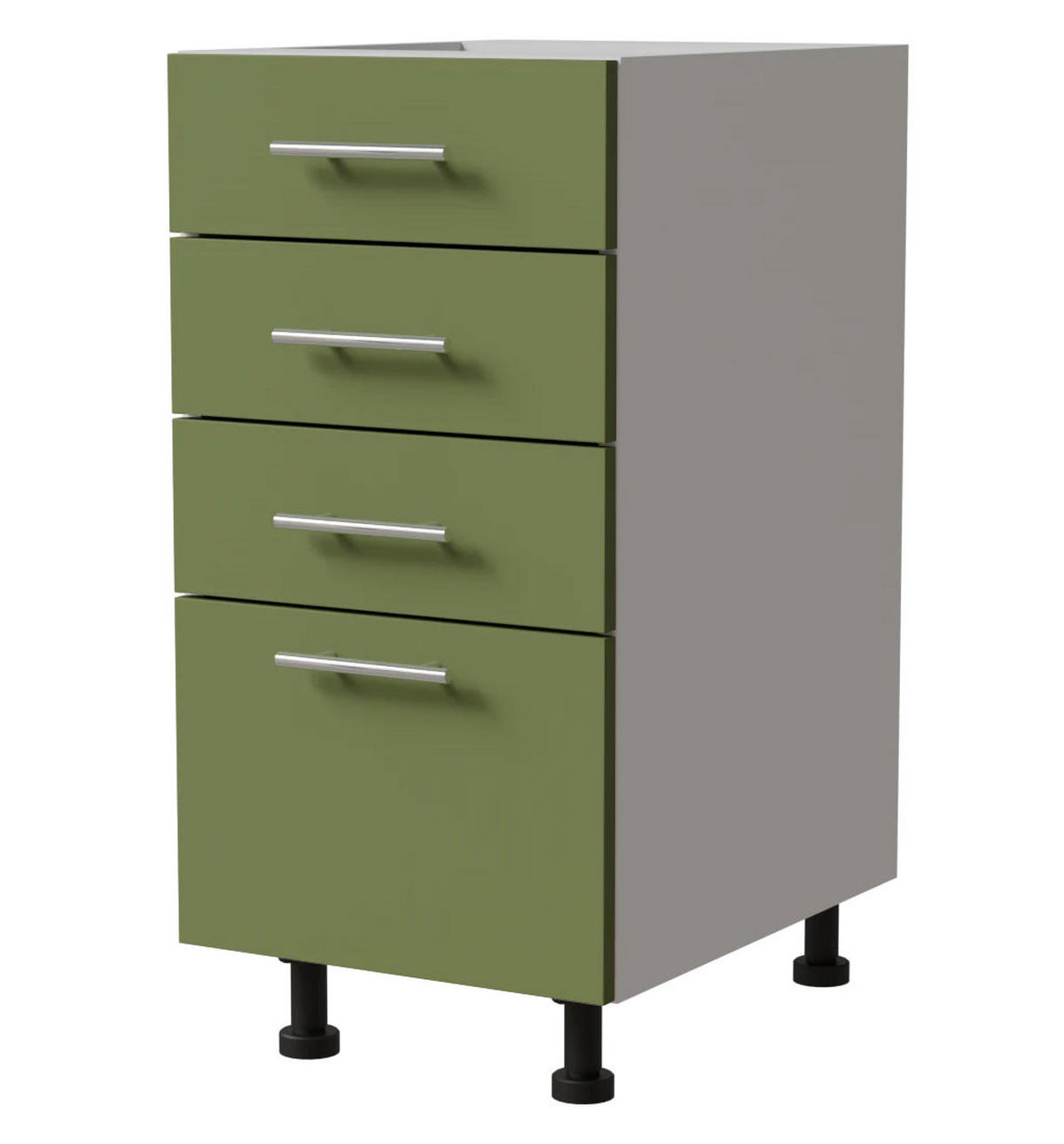 SCHUBLADENUNTERSCHRANK Brerra D4M/40 Korpus weiß / Front RAL 6025 farngrün Matt 40 / 50 / 82 cm - Weiß/Grün, Holz/Holzwerkstoff (40/82/50cm) - Feldmann-Wohnen