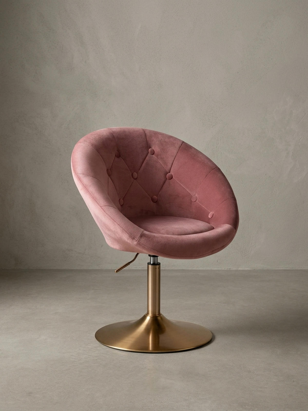 LOUNGESESSEL Chesterfield-Stil mit Samtbezug und 360° Drehfunktion, Rosa 67x62x100 cm - Pink/Goldfarben, Textil/Metall (67/100/62cm) - KADIMA DESIGN