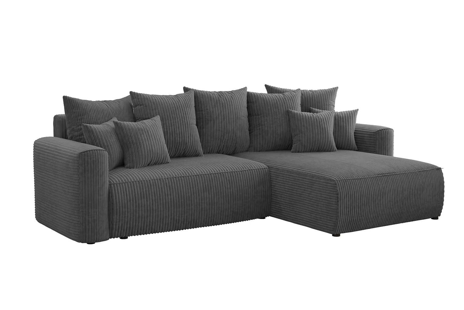 ECKSOFA BALI L - Schwarz/Grau, Holzwerkstoff (260/160cm) - Meblini