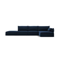 ECKSOFA rechts Kaelle aus Samt königsblau 5 Sitzplätze - Blau, Textil (171/364cm) - Micadoni