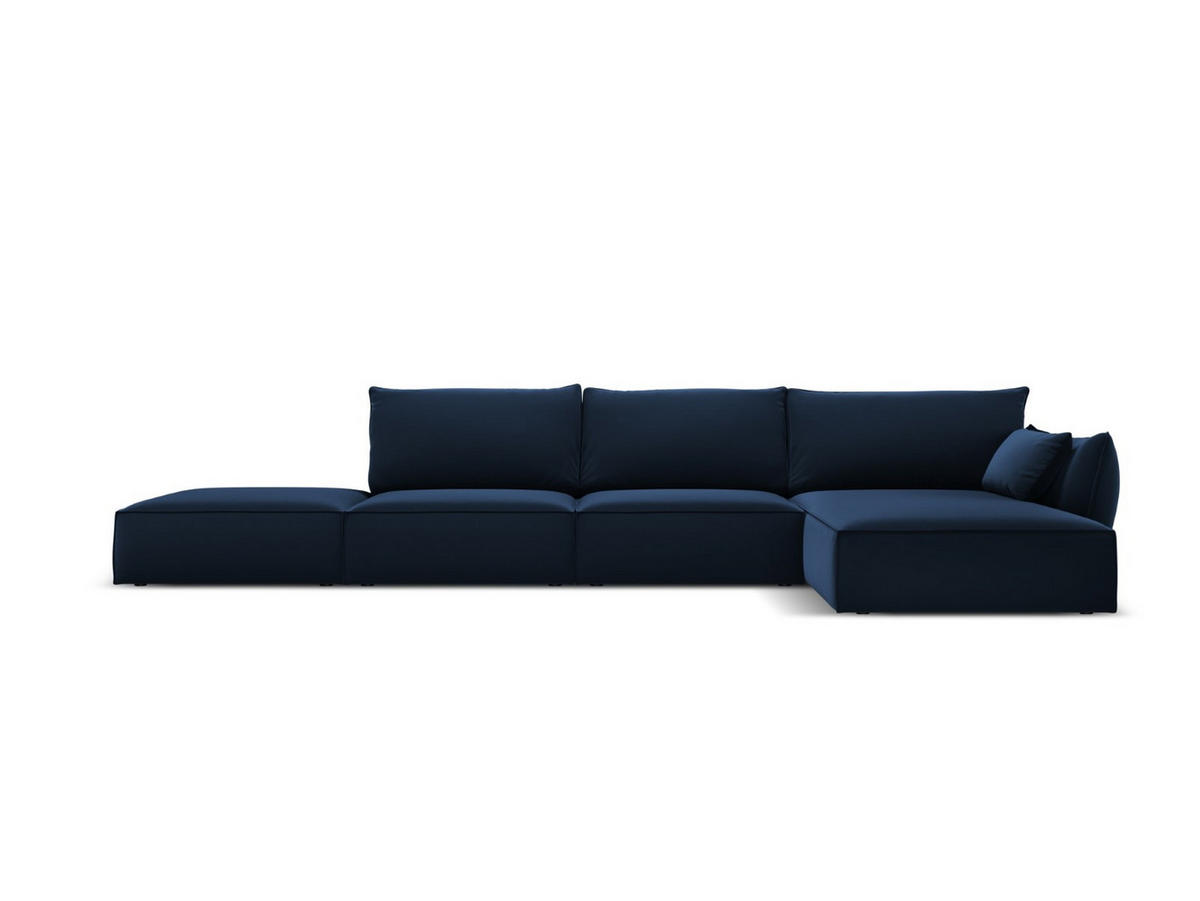 ECKSOFA rechts Kaelle aus Samt königsblau 5 Sitzplätze - Blau, Textil (171/364cm) - Micadoni