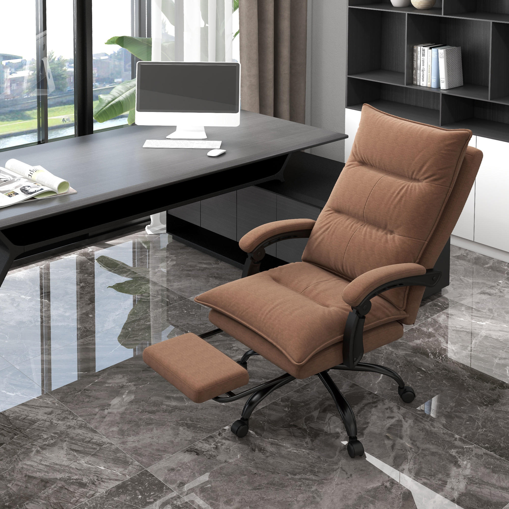 MASSAGE-BÜROSTUHL, Mikrofaser, Braun - Braun, Kunststoff (74/121.5/66cm) - Vinsetto