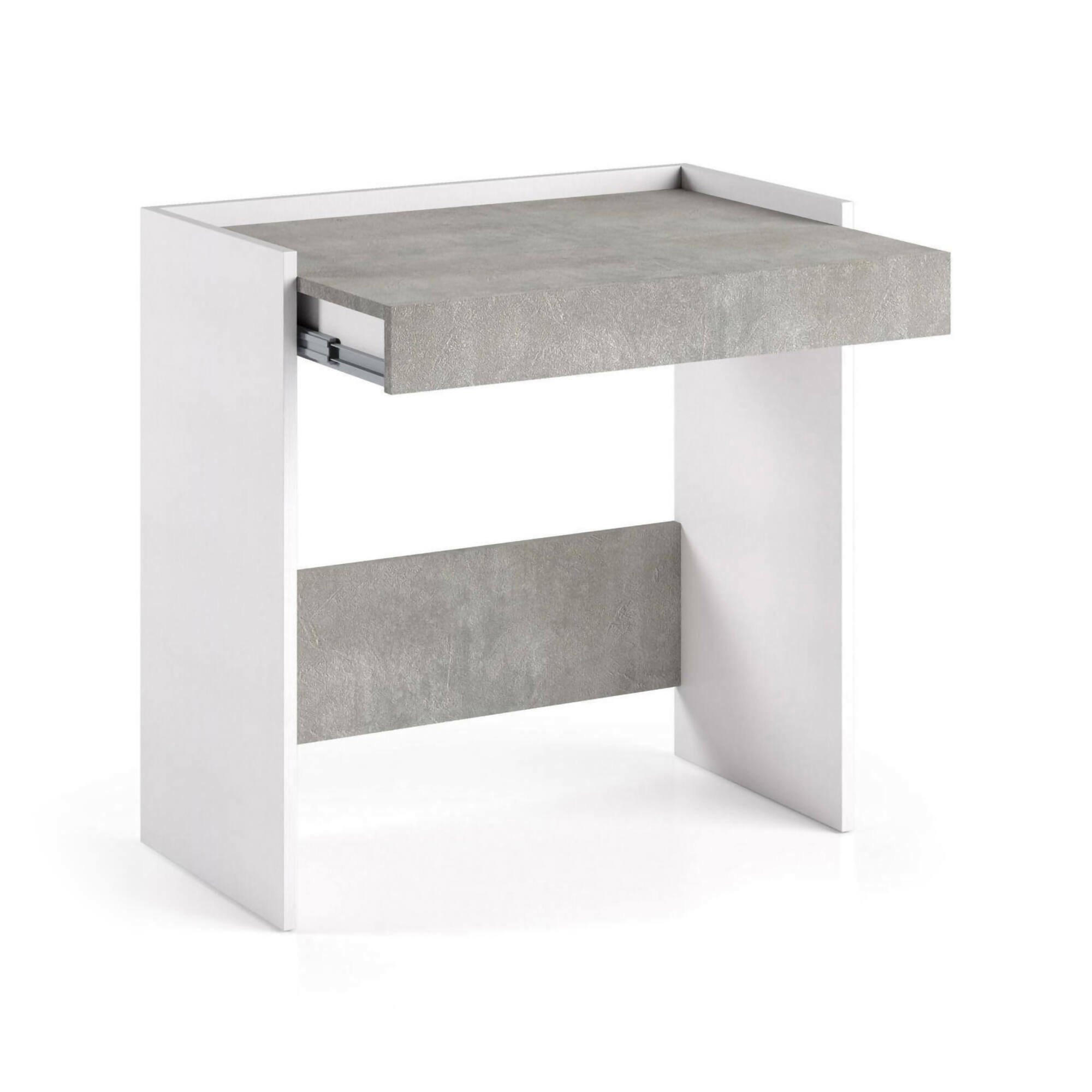 SCHREIBTISCH Weiß, Zement 40/80/79 cm - Weiß/Grau, Holzwerkstoff (40/80/79cm) - DMORA