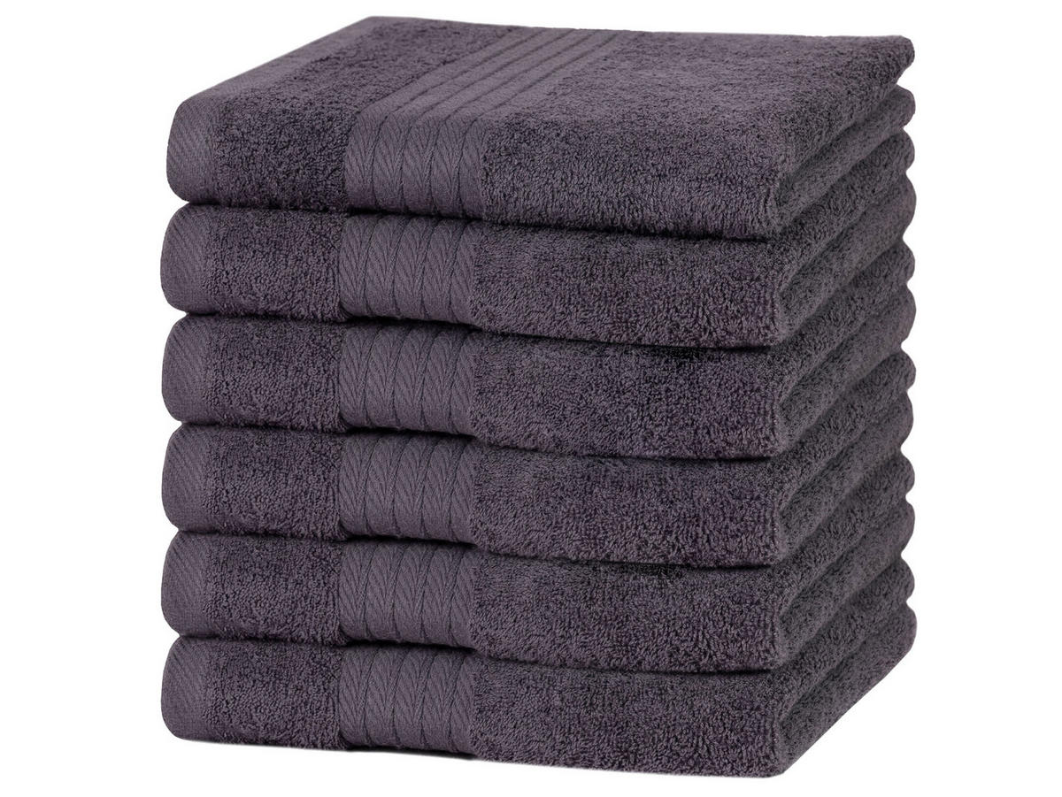 HANDTÜCHER, 6er-Set, 50x70 cm, 100% Baumwolle, Grau - Anthrazit, Textil (50/70cm) - Zollner