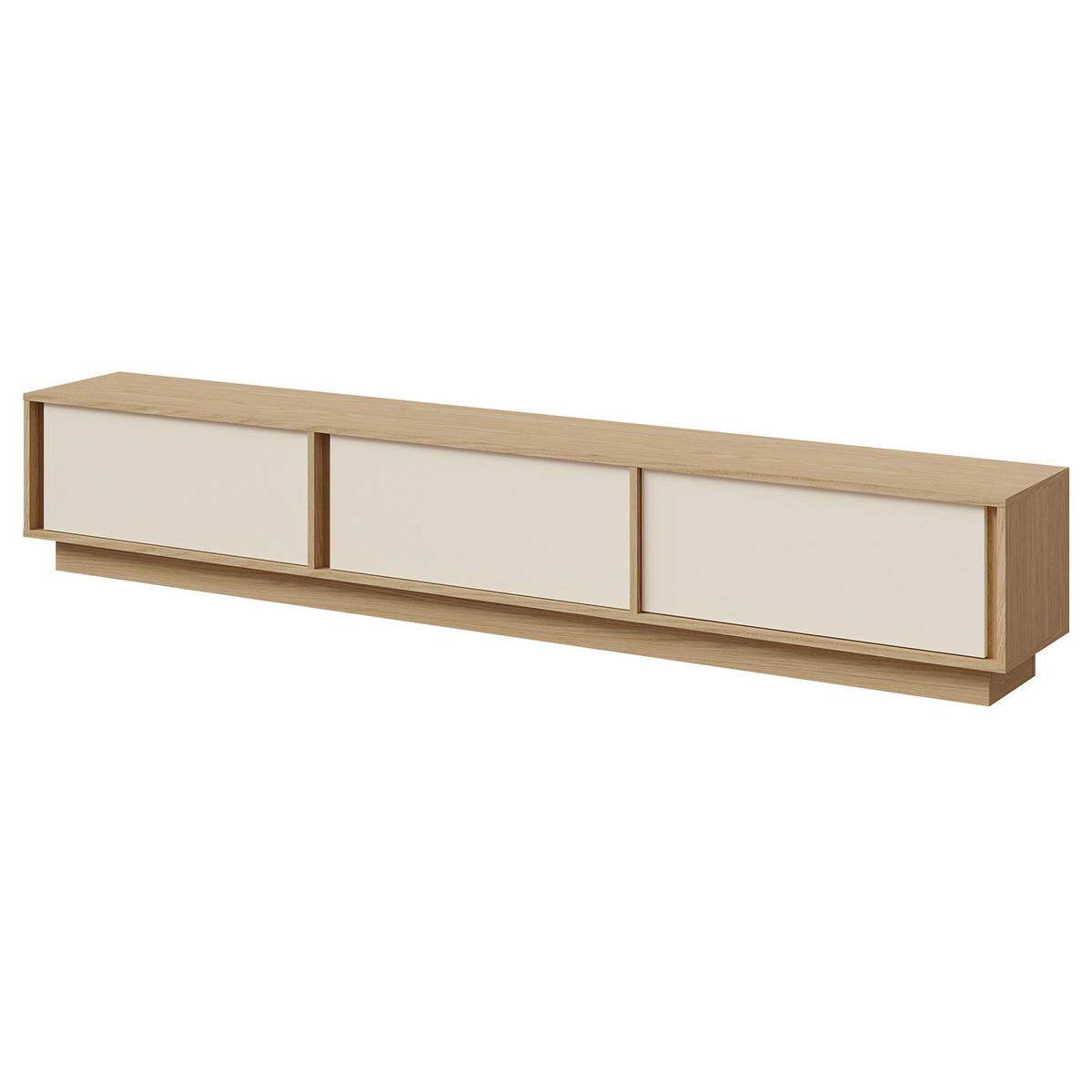 TV STOLEK Vero se 3 dvířky, závěsný nebo stojící, 230 cm, jarní dub + Macadamia - kašmírová/barva dubu, kompozitní dřevo (230/40/35cm) - Beautysofa