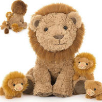 PLÜSCHTIER Löwe mit 3 Babys 45 cm Hellbraun - Braun, Textil (34/55cm)