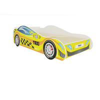 KINDERBETT Taxi weiß / Motiv Taxi 84 / 167 / 49cm - Gelb/Weiß, Holz/Holzwerkstoff (80/160cm) - Feldmann-Wohnen