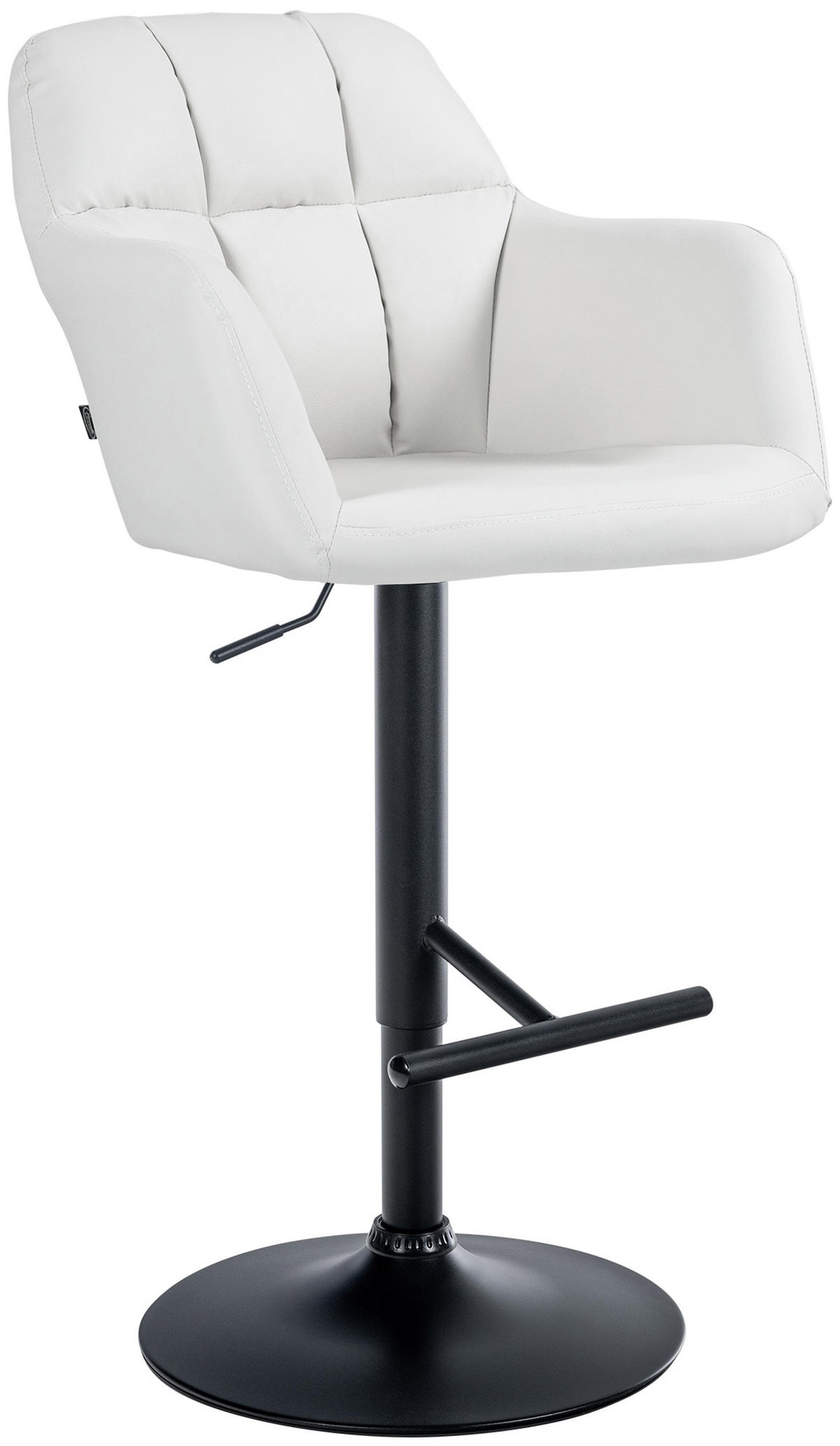 BARHOCKER Nardo Kunstleder schwarz weiß - Schwarz/Weiß, Kunststoff/Metall (57/118/59cm) - TPFLiving