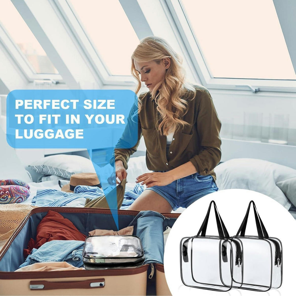KULTURTASCHE 2-teiliges Set Transparent - Transparent, Kunststoff (18/2/26cm)
