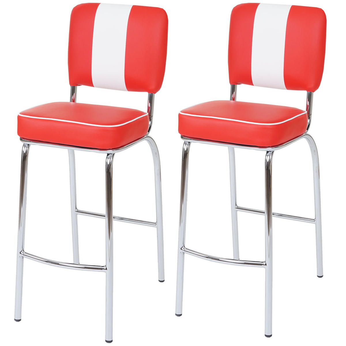 BARHOCKER Rot, Weiß 2er-Set - Rot/Weiß, Textil (34/107/46cm) - Jamb