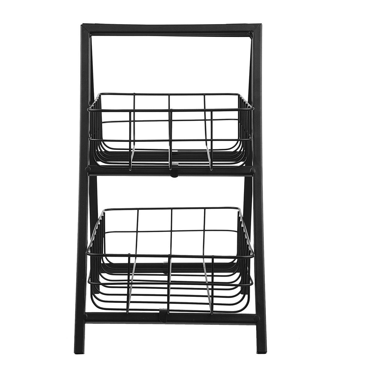 ETAGERE (2er Set) Grid - Schwarz, Metall (20/33cm) - Butlers