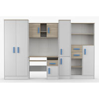 KINDERZIMMER MIKI Korpus Weiß | Griffe Blau - Blau/Weiß, Holz/Holzwerkstoff (300/197/52cm) - Deine Möbel 24