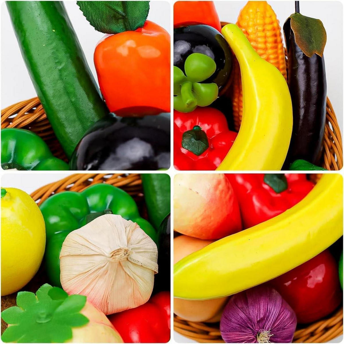 KÜNSTLICHES Obst und Gemüse 16-teiliges Set - Multicolor, Kunststoff (13.4cm)
