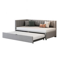 KAUČ na razvlačenje 90/200 cm sivi od baršuna s pomoćnim ležajem i L-oblikom - siva, tekstil (90/180cm) - OKWISH