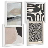 BILDER SET 4er Set - 50x50 cm & 40x60 cm Weißer Rahmen - Abstrakte Boho-Dekorationsmuster - Weiß, Kunststoff (50/50cm) - TULUP