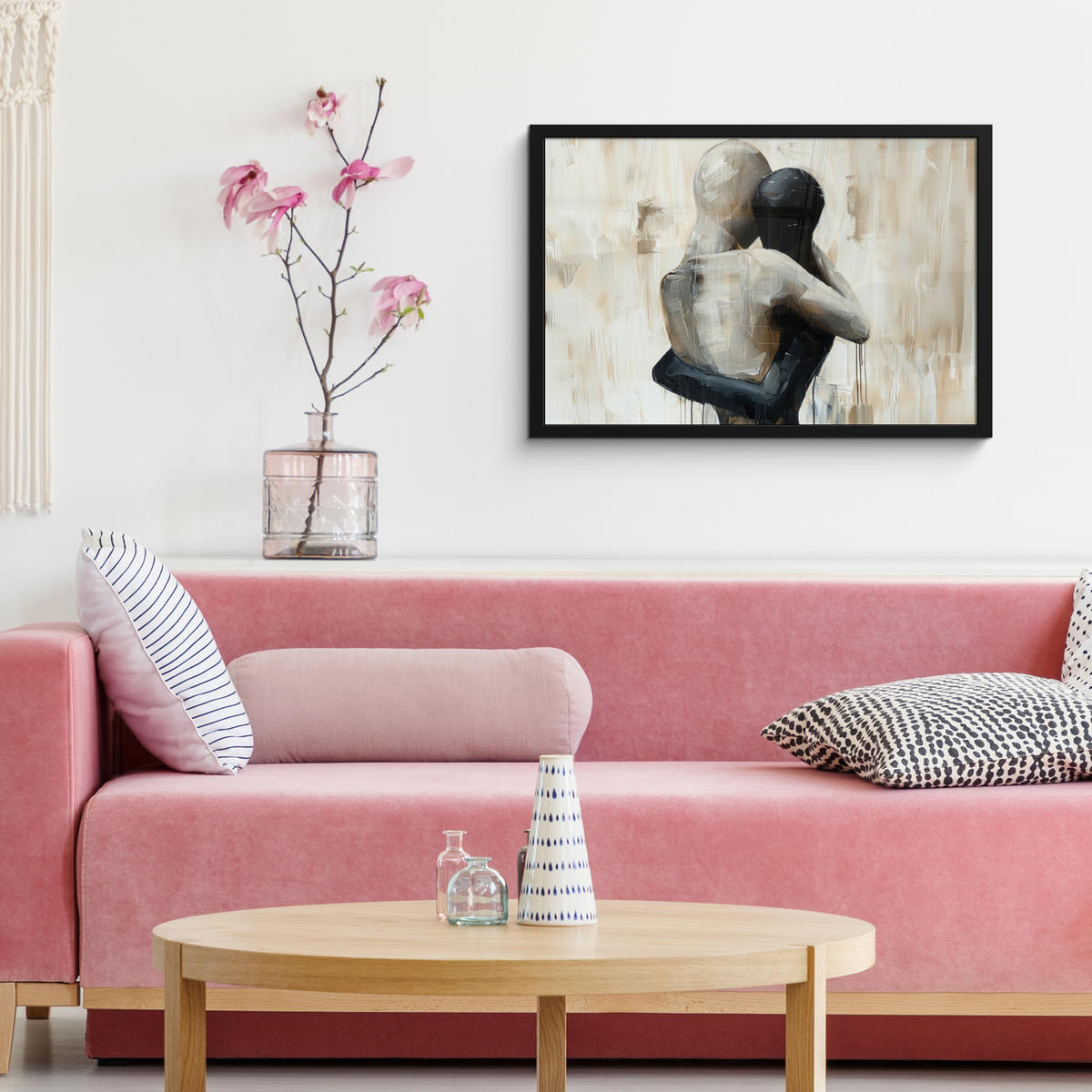 ZARÁMOVANÝ PLAGÁT Abstraktné - Láska - Čiernobiele - Moderné 60x40 cm - čierna, papier (60/40cm) - MuchoWow