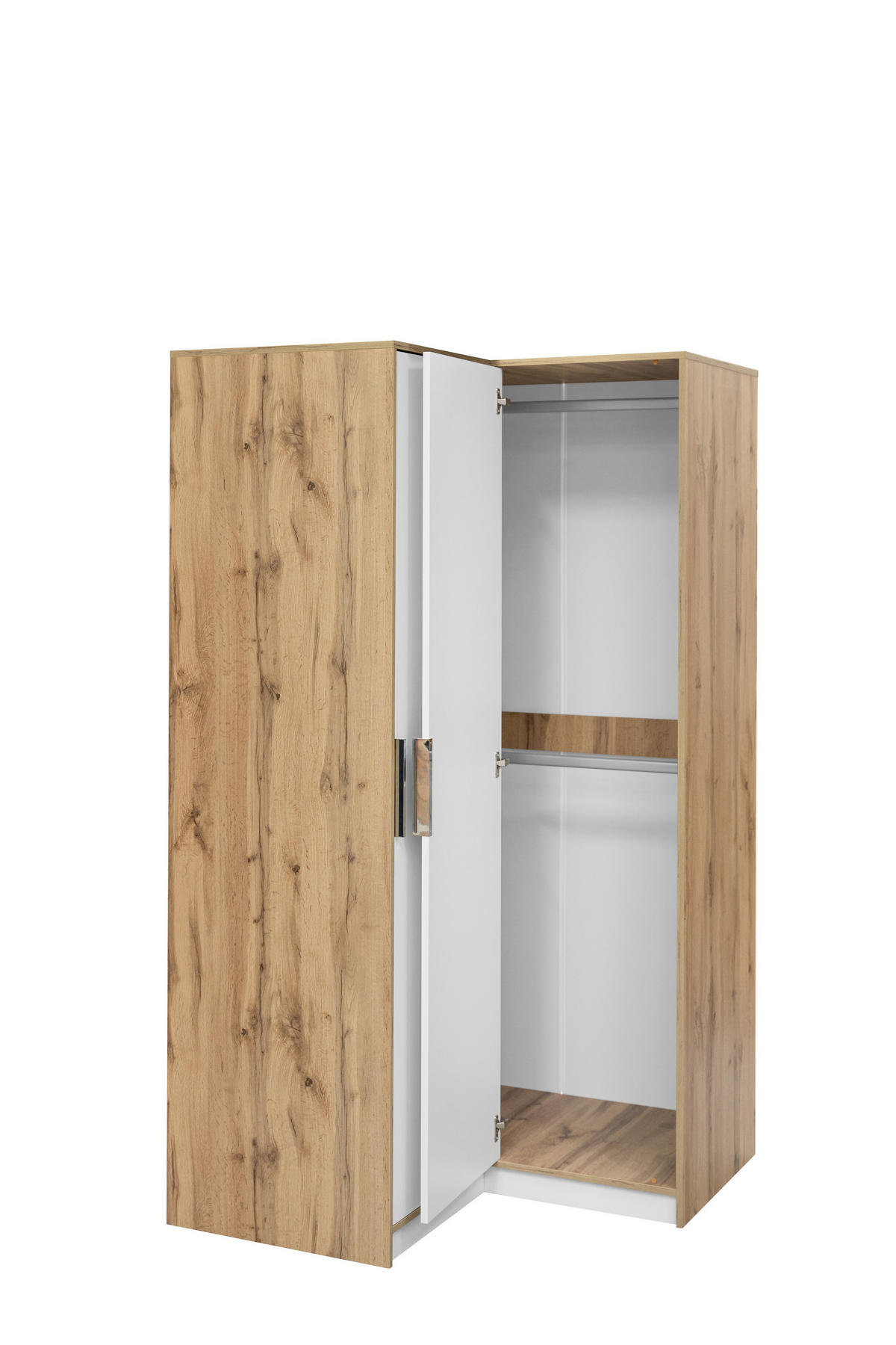 DREHTÜRENSCHRANK SION 108,5/200/57,5 cm 2-türig Eiche Wotan - Eiche Wotan/Weiß, Holzwerkstoff (108.5/200/57.5cm) - MASSENO