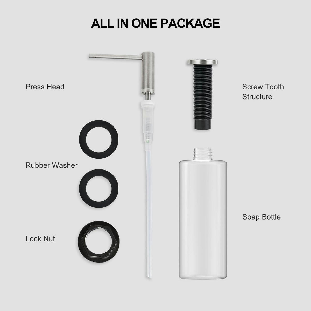 SPÜLMITTELSPENDER AK1052 Edelstahl gebürstet 500 ml - Silberfarben, Metall (11.8/7/21.2cm)