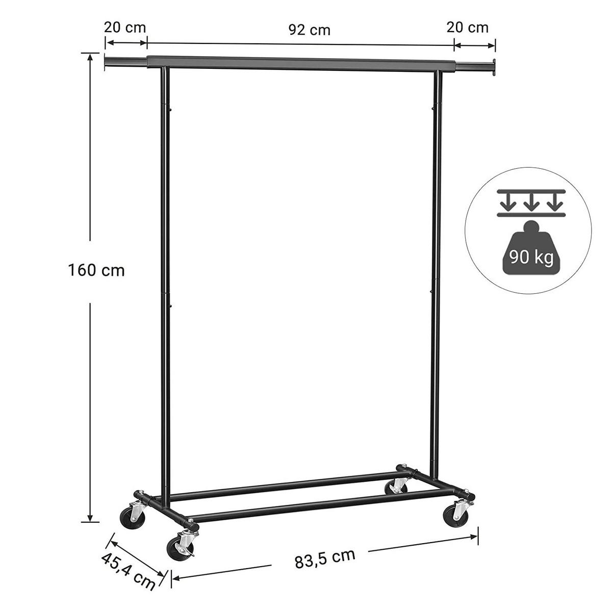 KLEIDERSTÄNDER - Schwarz, Metall (45.4/160/132cm) - Hansiro