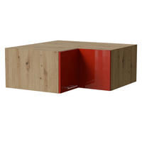 ECKAUFSATZSCHRANK Brerra W14/90/36 Eiche Artisan / RAL 3002 karminrot Hochglanz 90 / 90 / 36cm - Rot/Eiche Artisan, Holz/Holzwerkstoff (90/36/90cm) - Feldmann-Wohnen