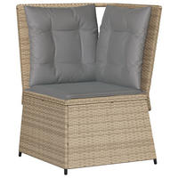 GARTEN-ECKSOFA mit Kissen Beige Poly Rattan - Beige/Grau, Kunststoff (67/95/67cm)