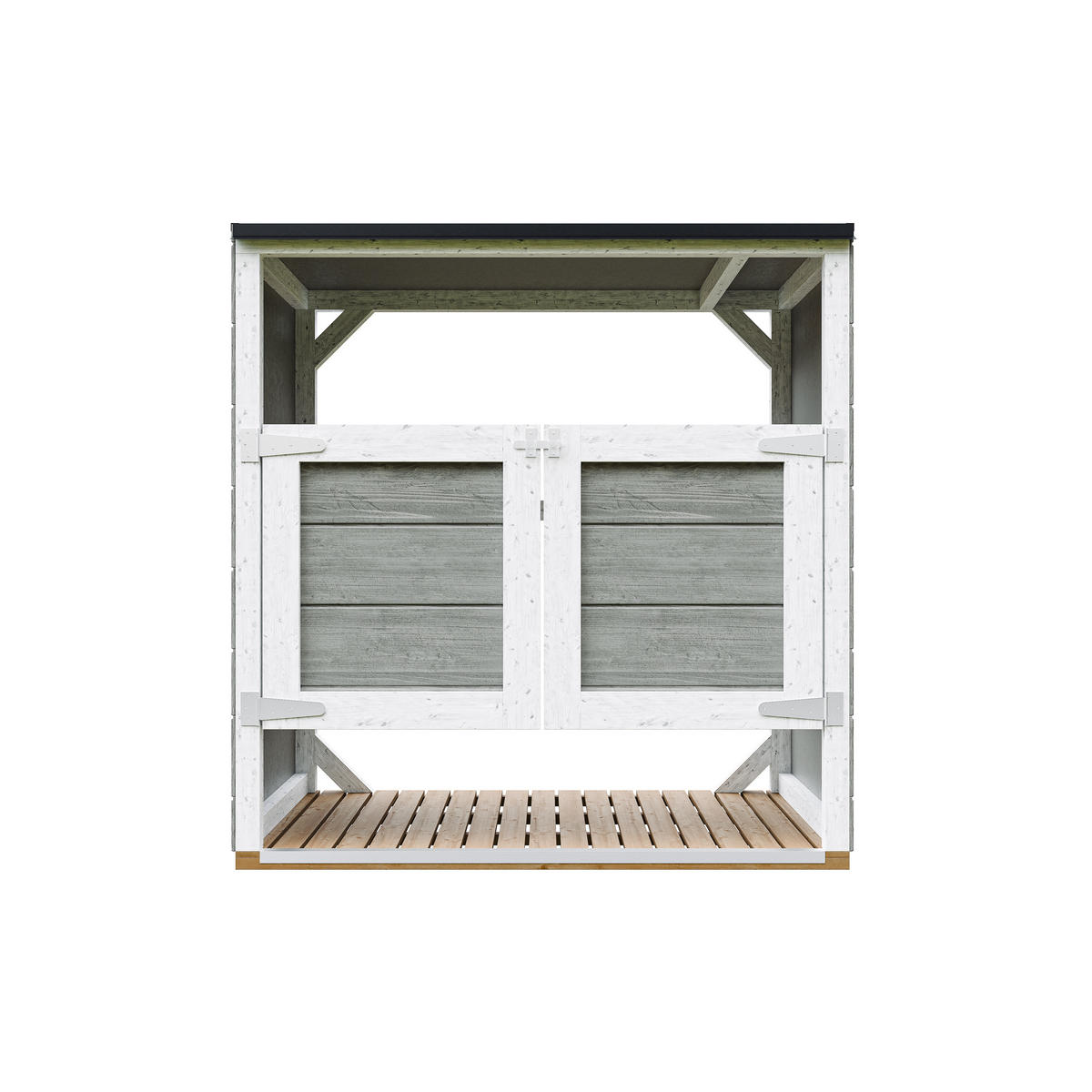 MÜLLTONNENBOX 2er 240L, M980A-TUNDRA GREY, aus wetterfestem LP Smartside Holz - Grau, Holz (153/159/75cm) - Timbela