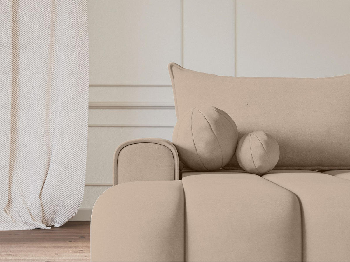 ECKSOFA Dandelino Beige mit Samtbezug, links - Beige/Schwarz, Kunststoff/Textil (275/168cm) - Selsey