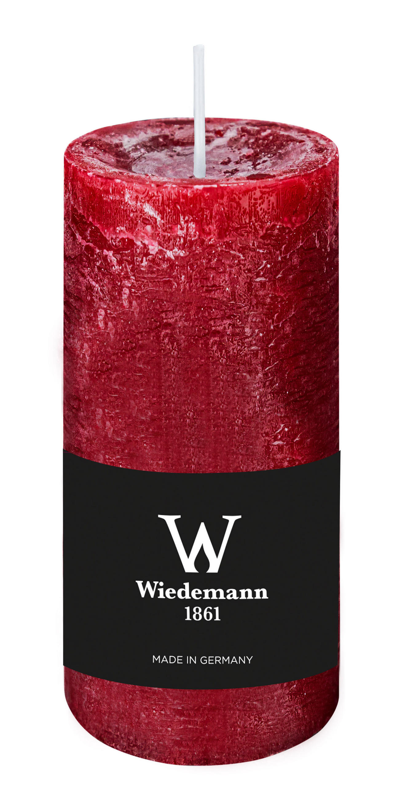 STUMPENKERZE Rustik Marble Style Bordeaux Ø 120 x Ø 58 mm, 1 Stück - Bordeaux, Paraffin (12cm) - Wiedemann Kerzen
