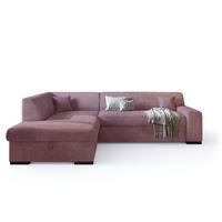 ECKSOFA mit Schlaffunktion Cordstoff MILENZO Puderrosa Links - Rosa, Holz (260/175cm) - Bromarkt