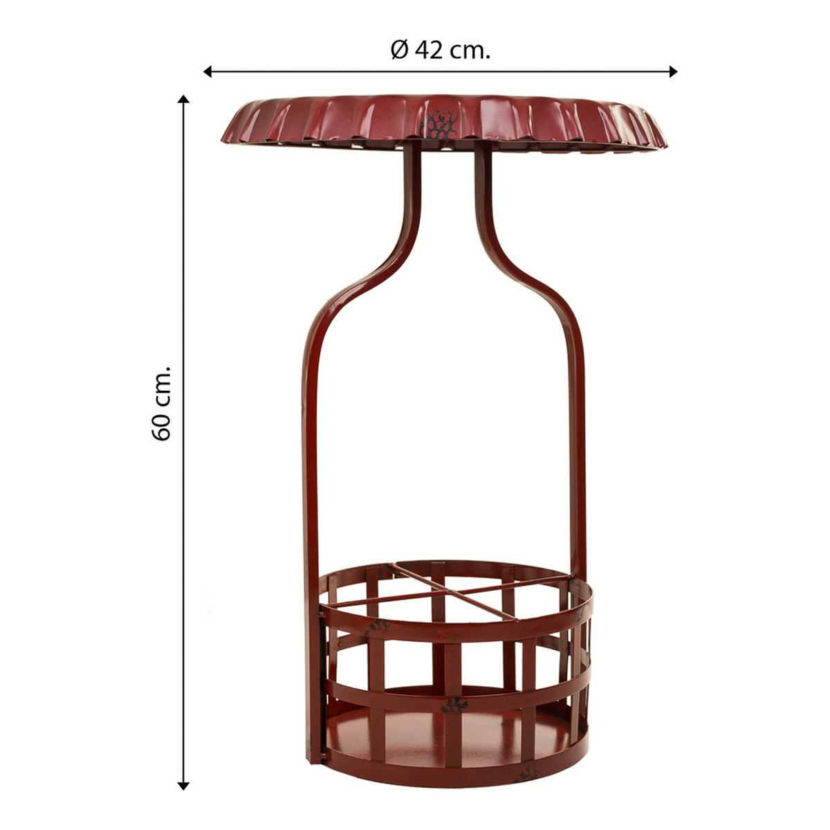 WEINREGAL aus Metall, 42x60cm - Rot, Metall (42/42/60cm) - Wanderlust