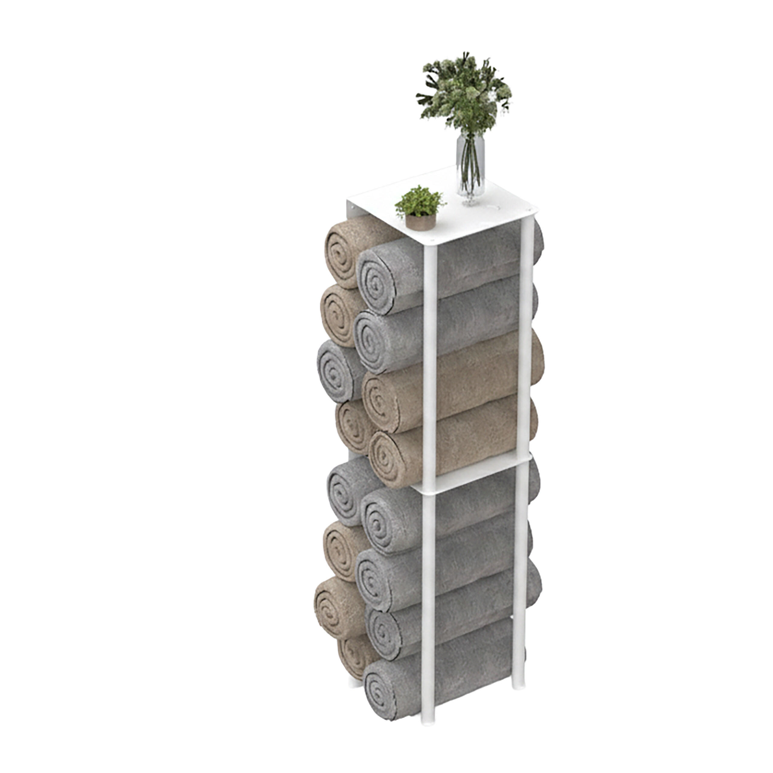 NÁSTĚNNÝ držák ručníků - bílá, kov (20/83.5/20cm) - Relaxdays