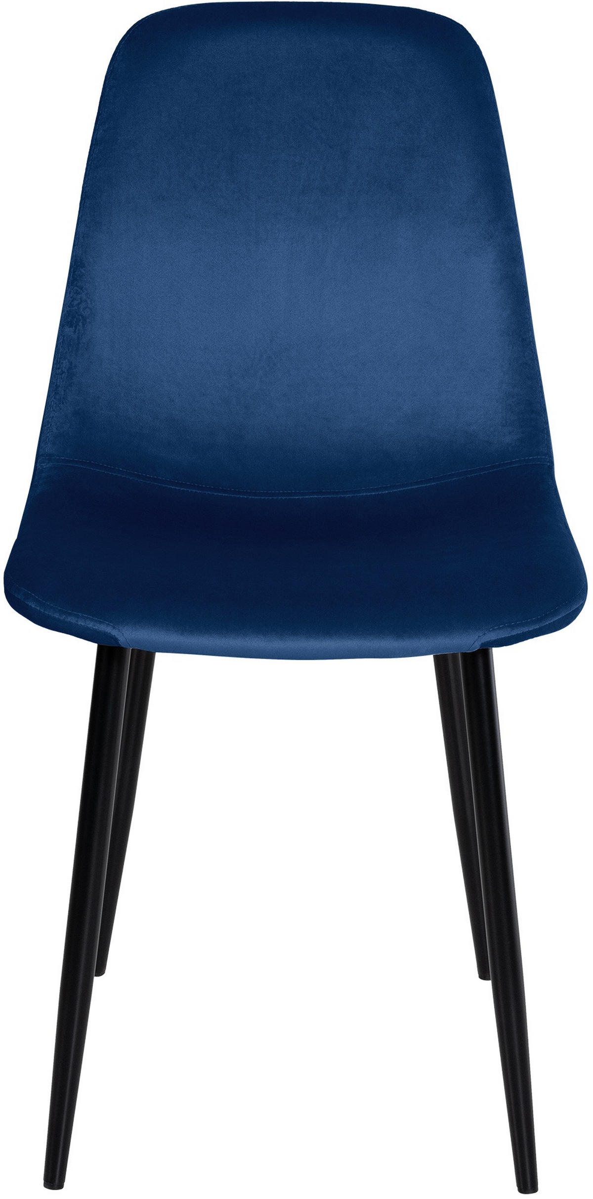 STUHL Samt Blau - Blau/Schwarz, Textil/Metall (44/88/51cm) - CLP