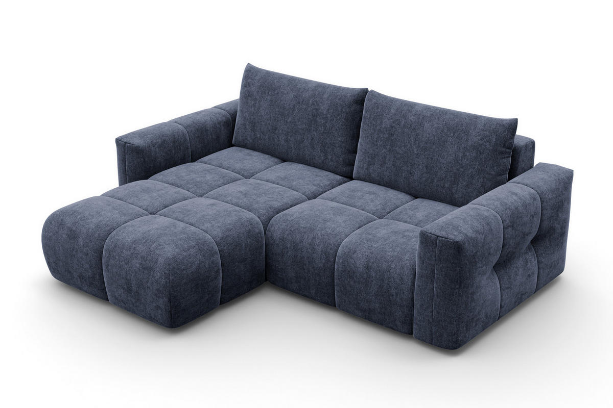 ECKSOFA VERONA 3-Sitzer links, Marineblau - Blau/Schwarz, Holz/Textil (224/173cm) - Courtois Laville