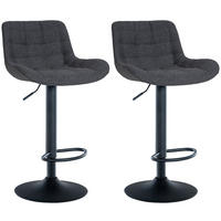 BARHOCKER 2er Set Tower Stoff schwarz - Schwarz, Textil/Metall (48/105/54cm) - TPFLiving